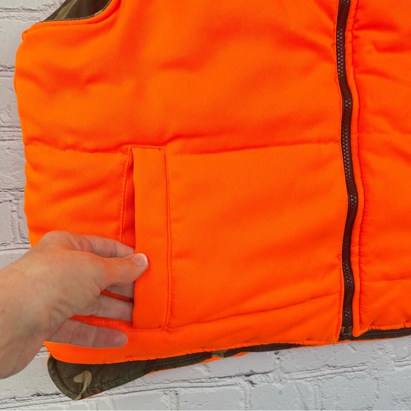 Vintage Reversible Camouflage Blaze Orange Hunting Vest Sz Large - Picture 9 of 10